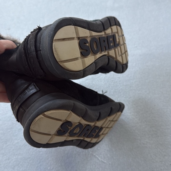 Sorel Boots Explorer Joan winter black suede lace‎ up warm Women’s size 7.5 - Picture 8 of 11
